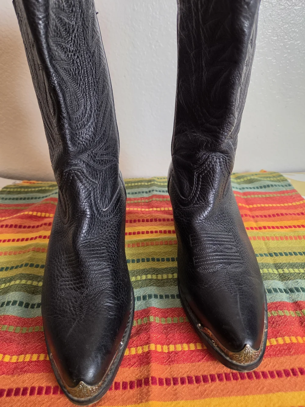 Durango Black Western Women's Boots with Stitched Leather Lining Silver Boot Tip